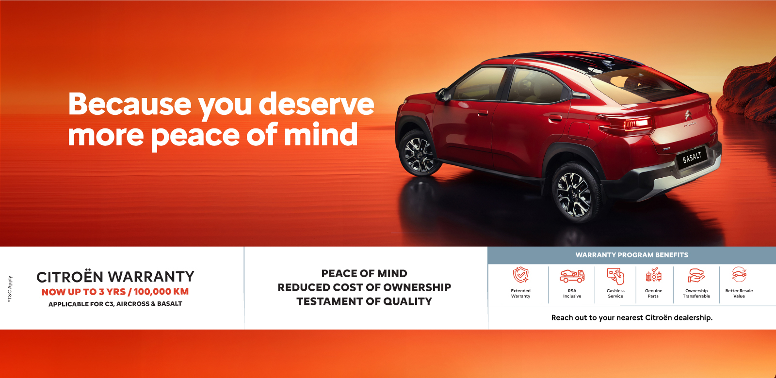 Citroën India Announces a robust Standard Warranty of 3 Years/100,000 KM on all vehicles